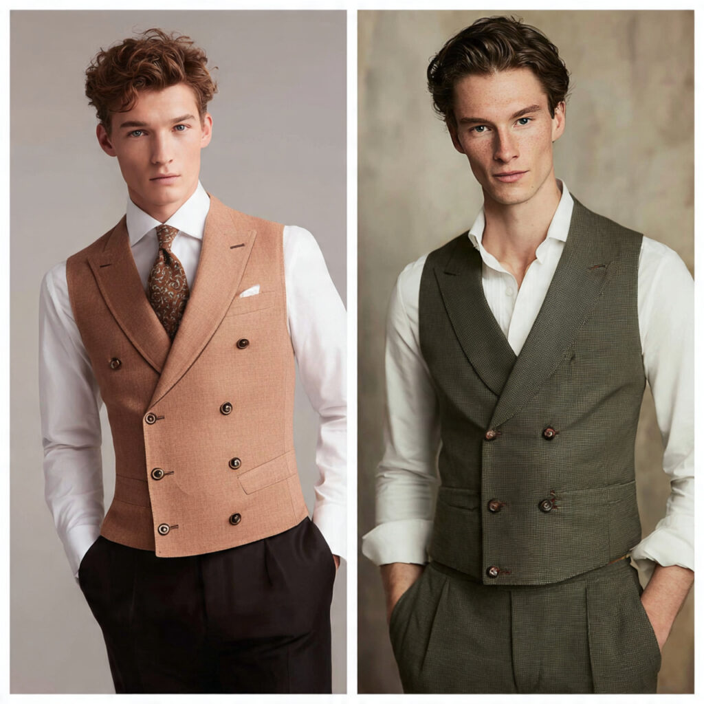 Double Breasted Vests over Crisp Button Downs