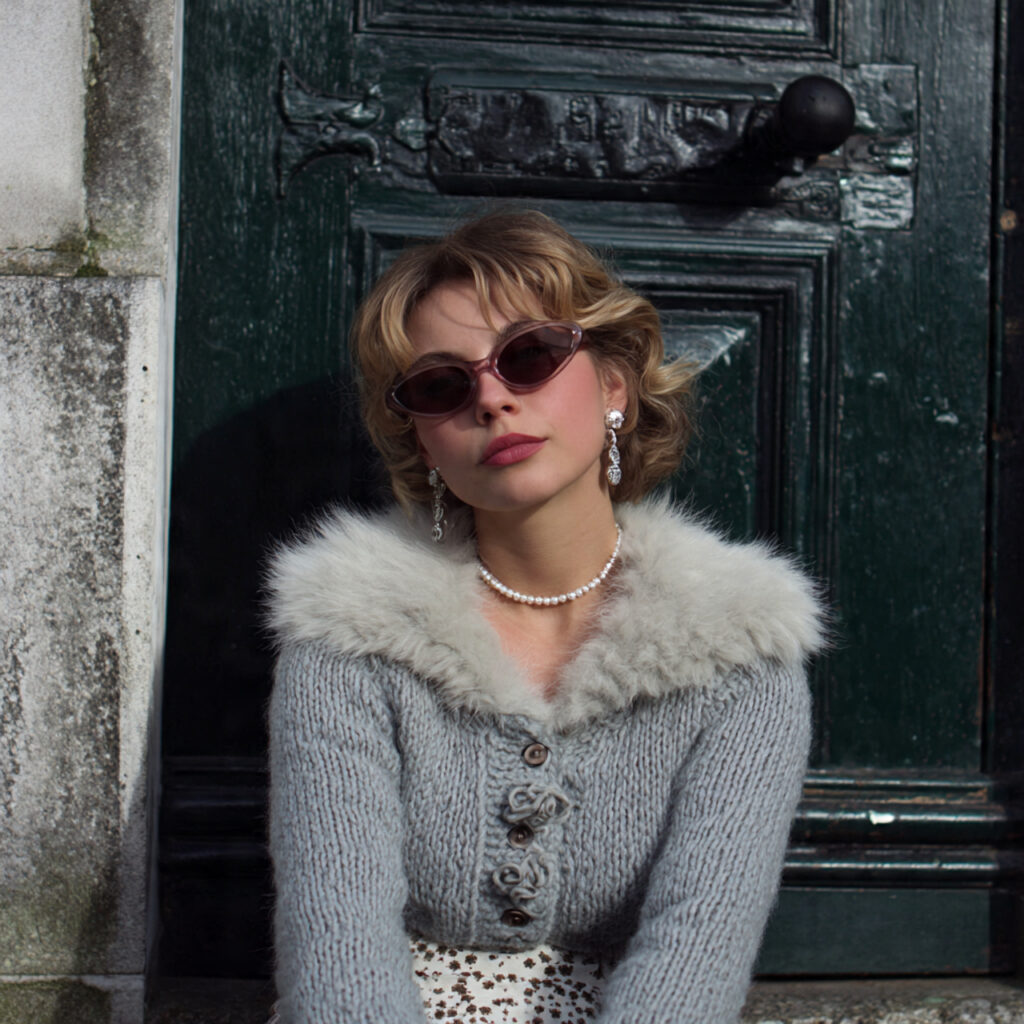 Faux Fur Trimmed Cardigans and Tinted Sunglasses