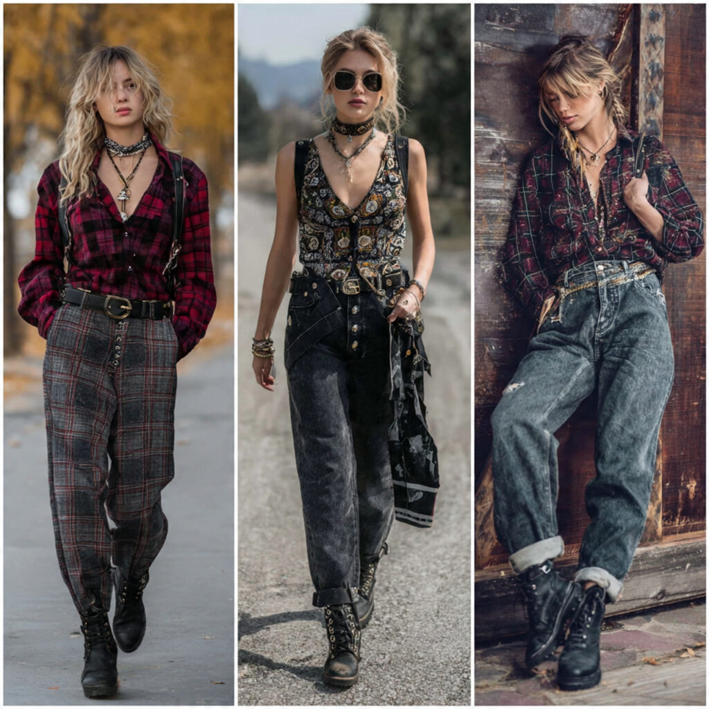 22 Trendy Back to School Outfits Highschool Black Looks 17 Grunge Plaid and Denim Mixes