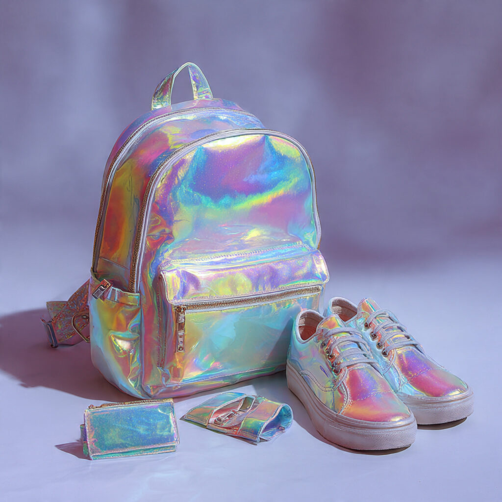 Holographic Backpacks and Matching Accessories