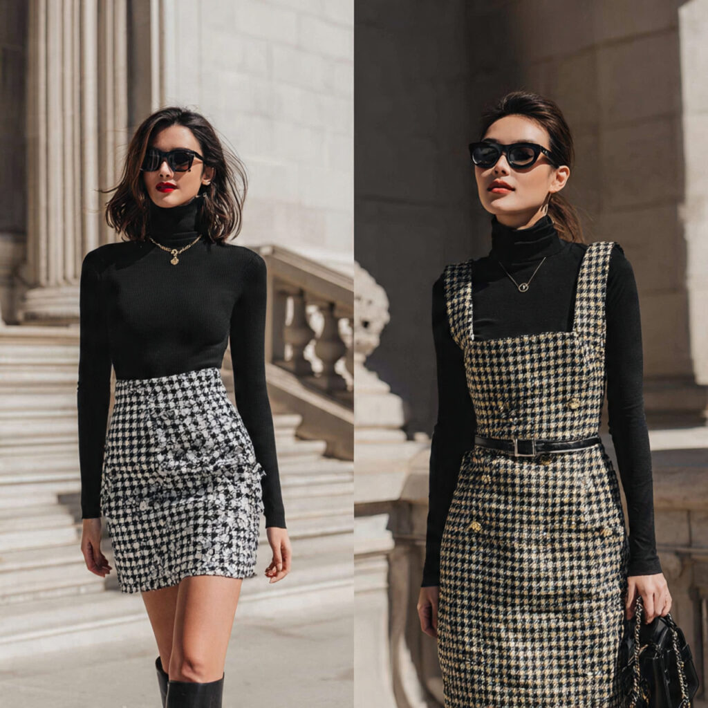 Layered Turtlenecks Under Dresses