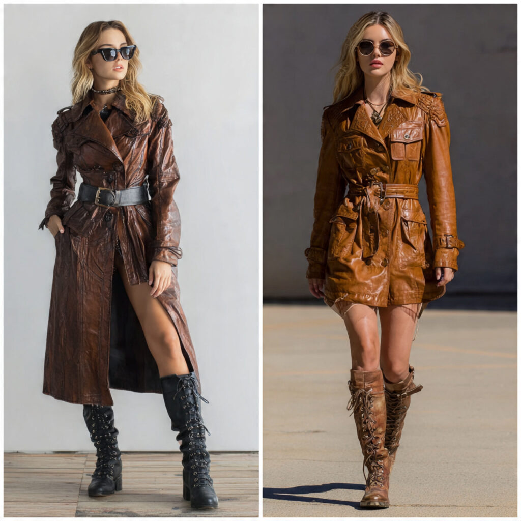 Leather Trench Coats and Combat Boots