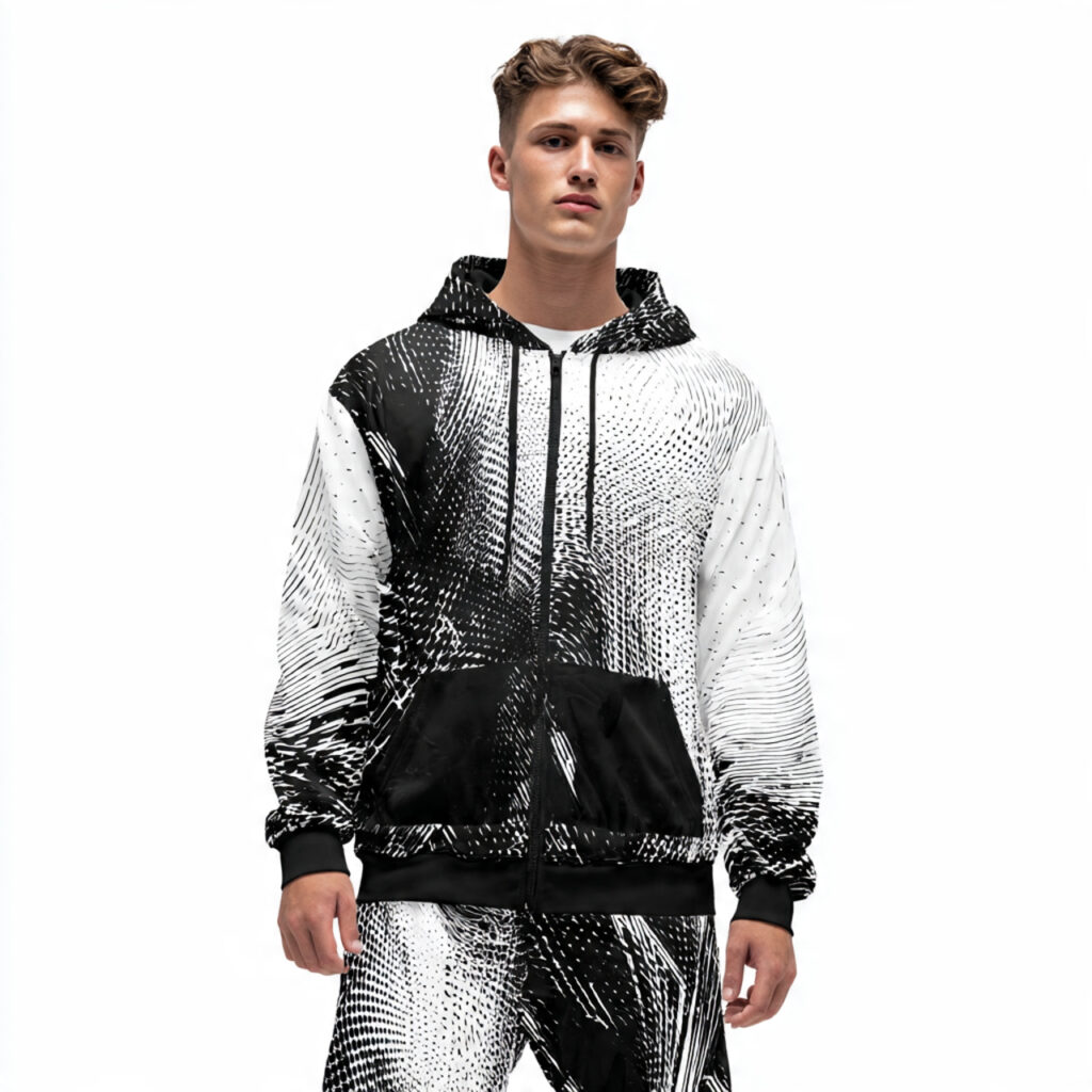 Monochrome Athletic Sets with Zip Up Hoodies