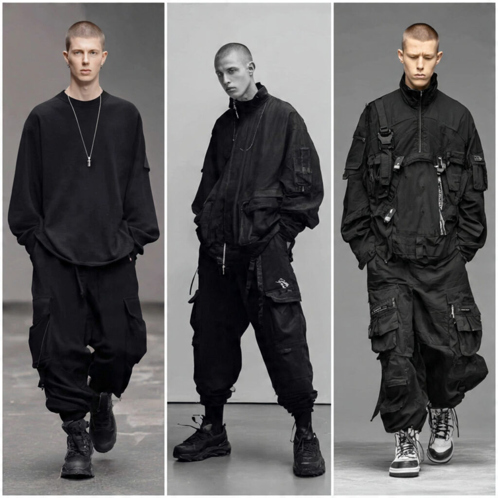 22 Trendy Back to School Outfits Highschool Black Looks 4 Monochrome Cargo Utility Looks