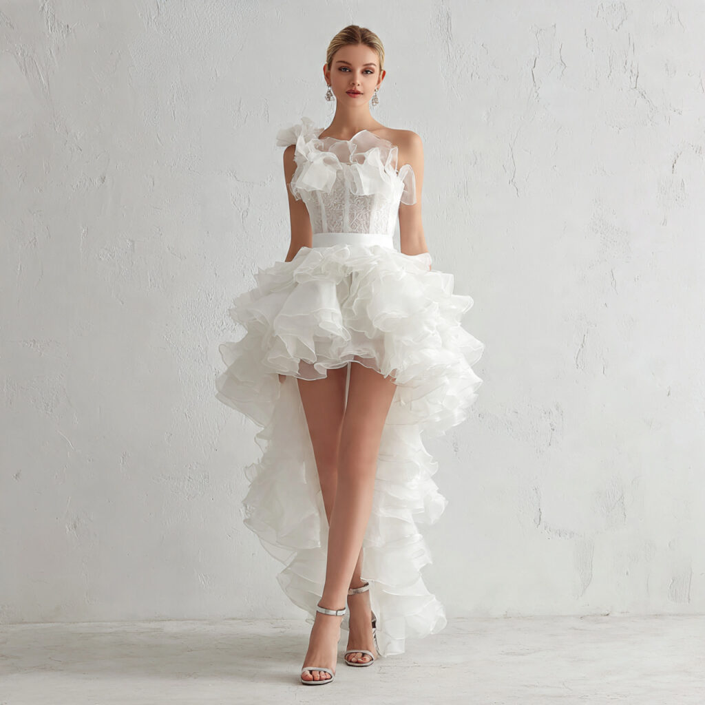 Organza Ruffle Cocktail Dress