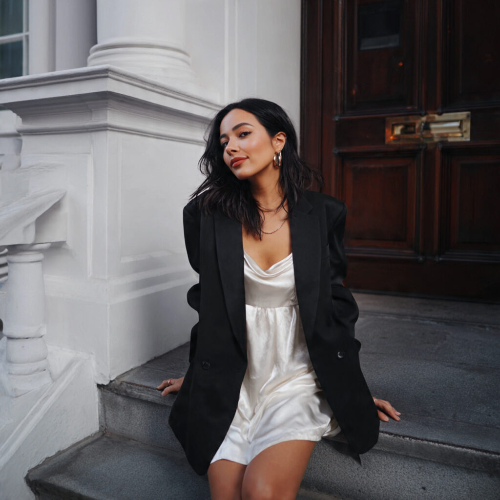 22 Best Fall Transition Outfits Ideas for Effortless Summer-to-Autumn Style 2 Oversized Blazer with Silk Slip Dress