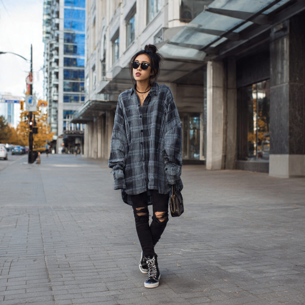 Oversized Flannel Layers and Skinny Jeans