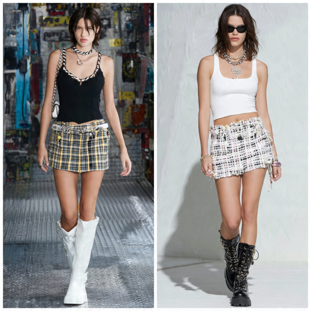 Plaid Miniskirts with Solid Ribbed Tanks