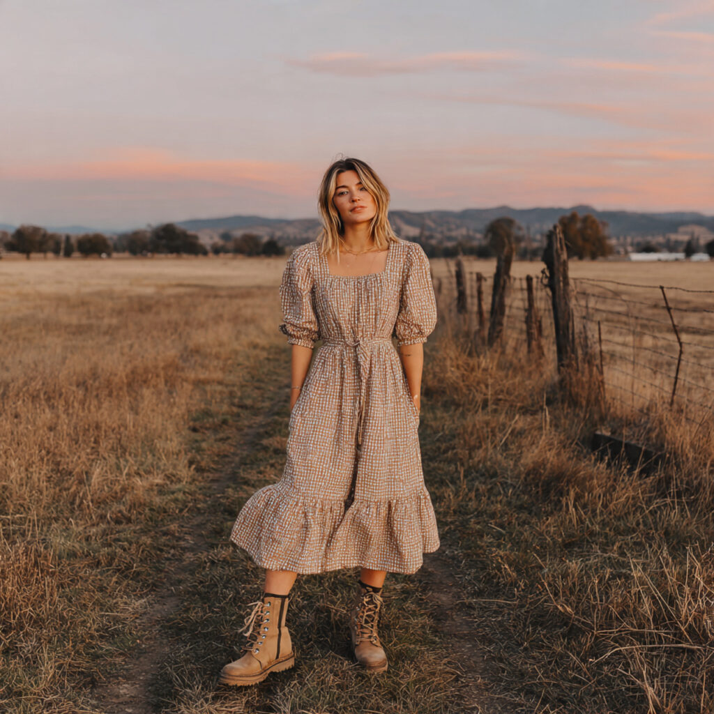 Prairie Style Midi Dresses and Rugged Boots
