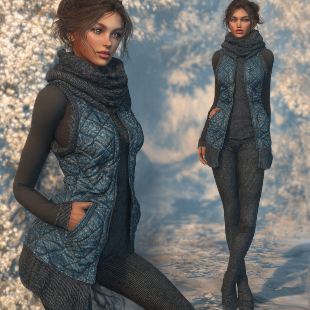 Quilted Vest and Thermal Leggings Combo