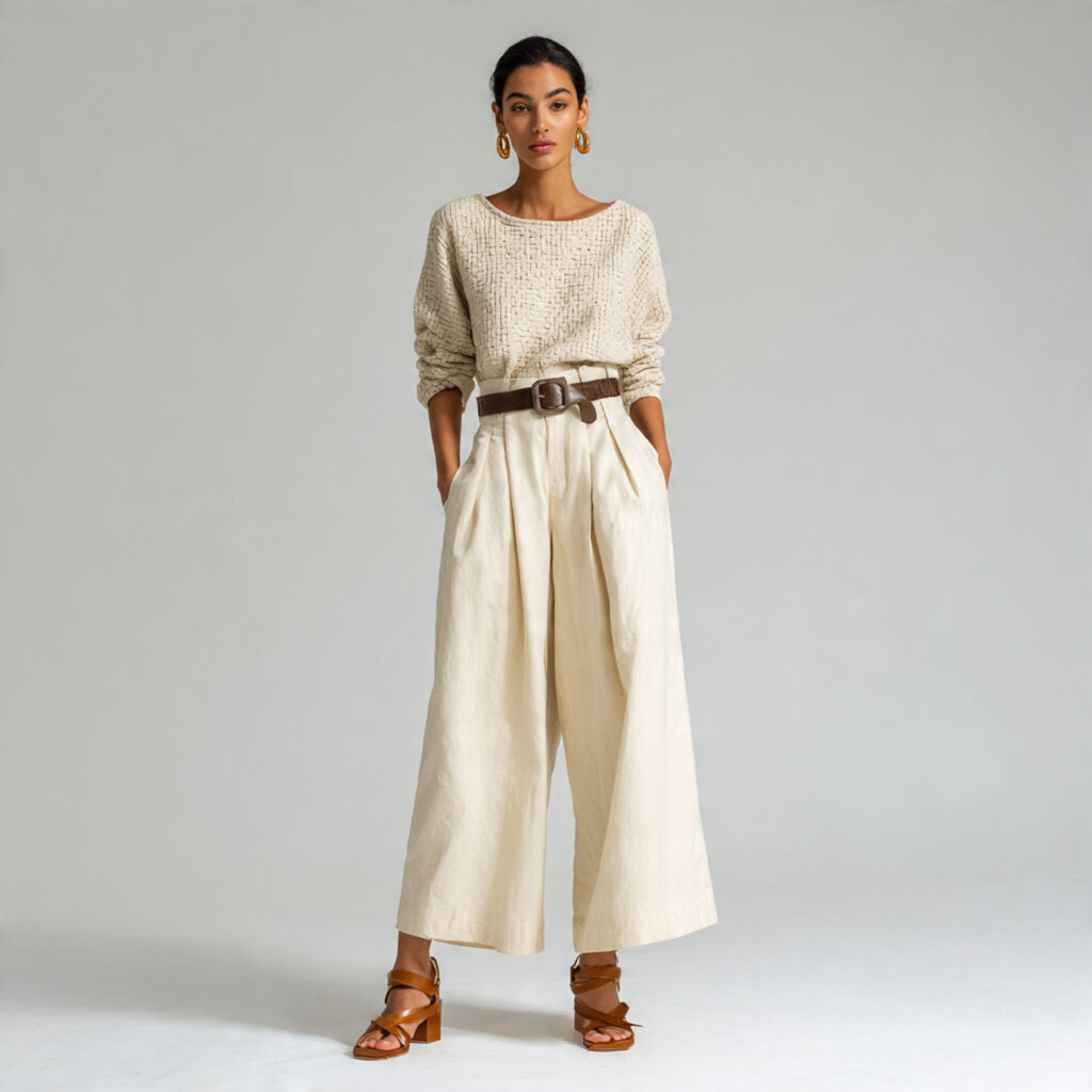 Relaxed Wide Leg Trousers
