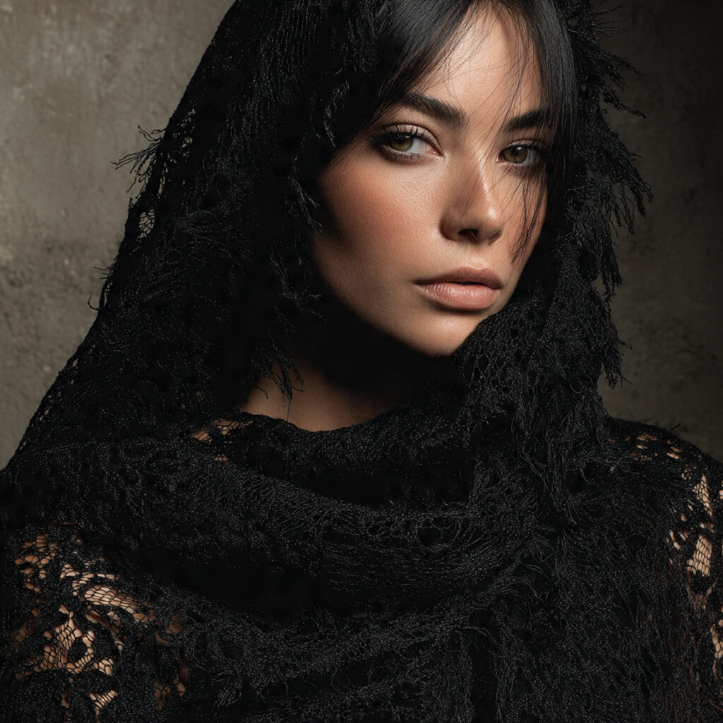 Shredded Black Lace Shawls