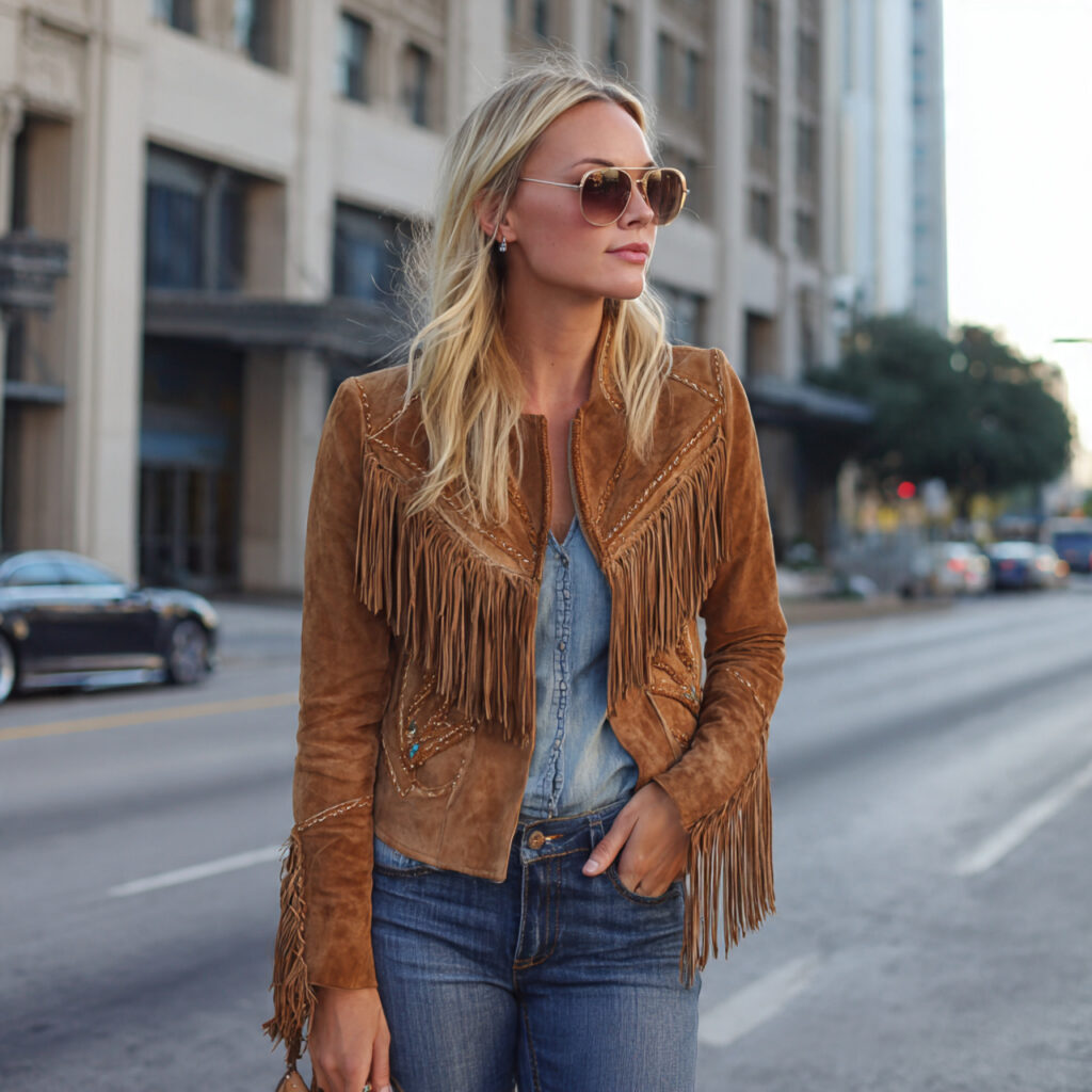 Suede Fringe Jackets and Denim