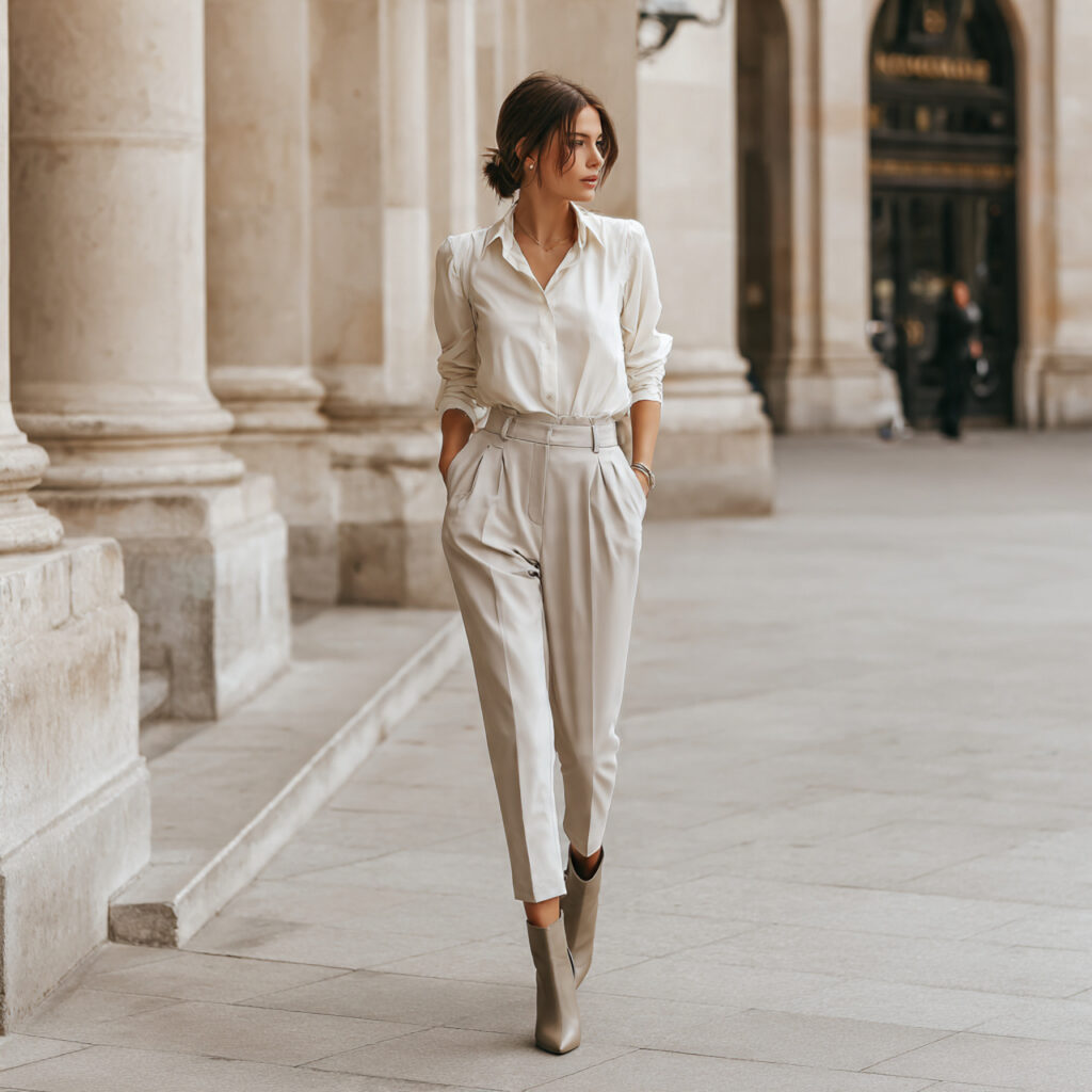 22 Best European Fall Outfits Ideas for a Sophisticated Wardrobe 5 Tailored Trousers with Pointed Toe Ankle Boots