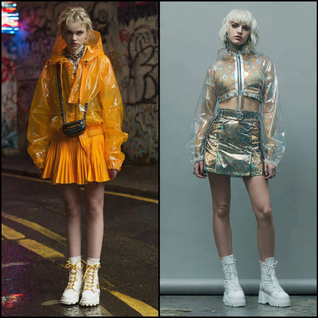 Translucent Raincoats and Vinyl Mini Skirts