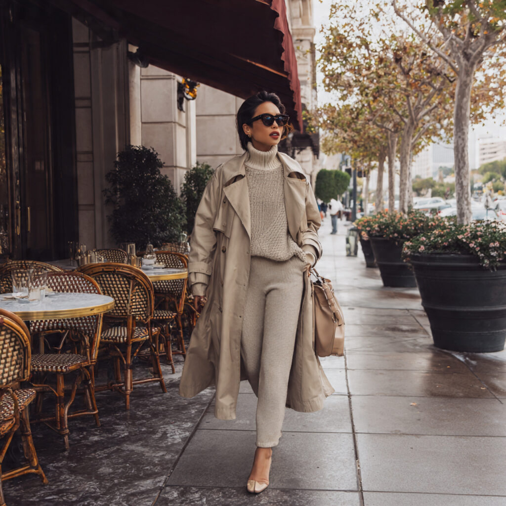 22 Best European Fall Outfits Ideas for a Sophisticated Wardrobe 2 Trench Coat over Monochromatic Knit Sets