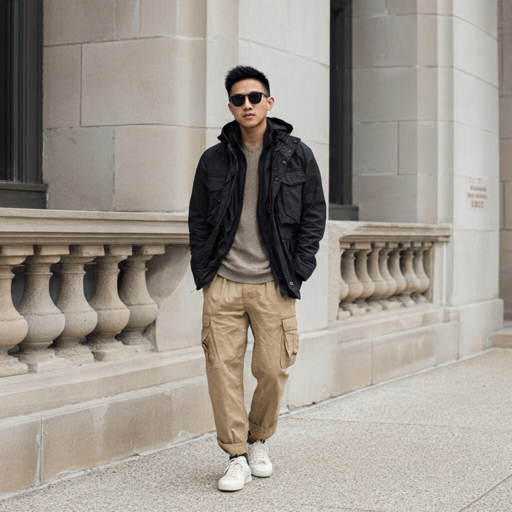 Utility Jacket and Khaki Pants