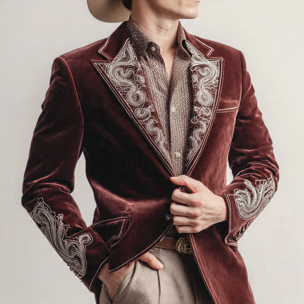 Velvet Blazers with Western Stitching
