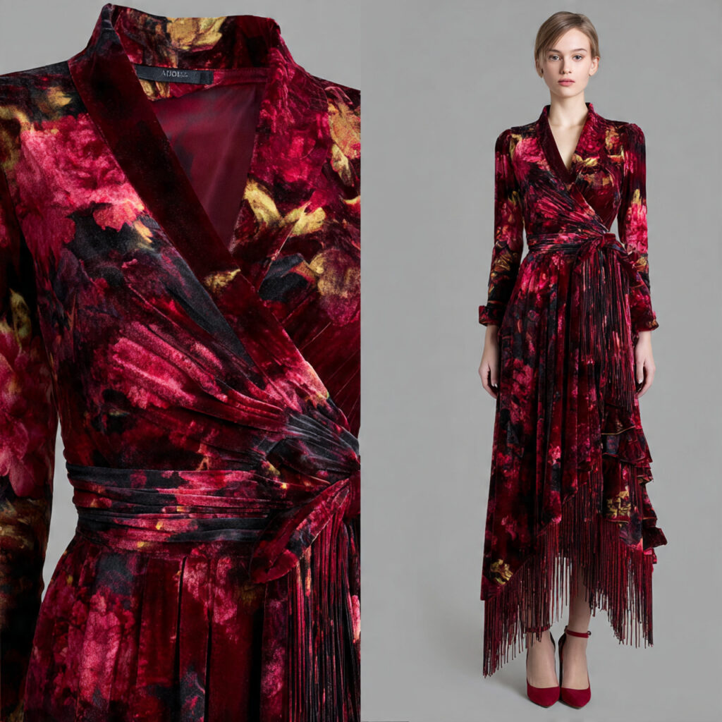 Velvet Wrap Dress Elegance