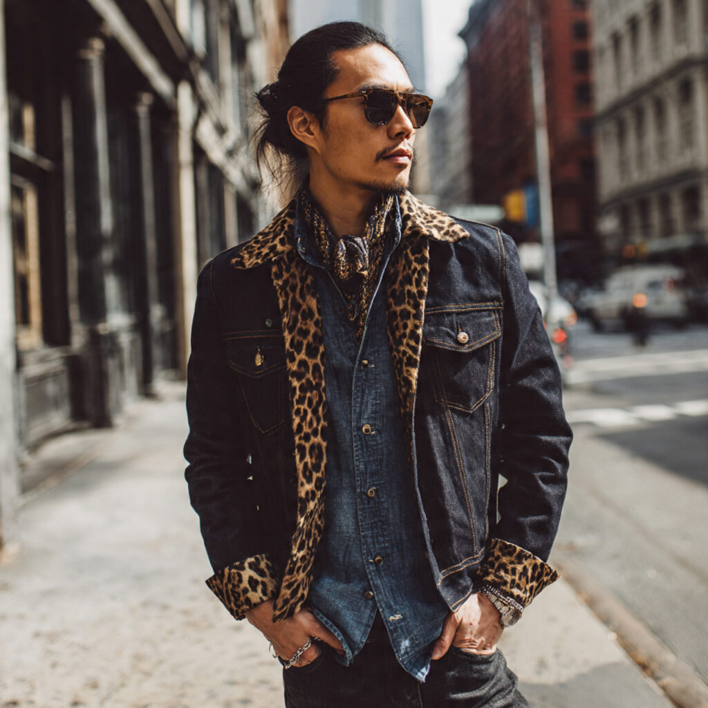 Animal Print Accents and Dark Denim