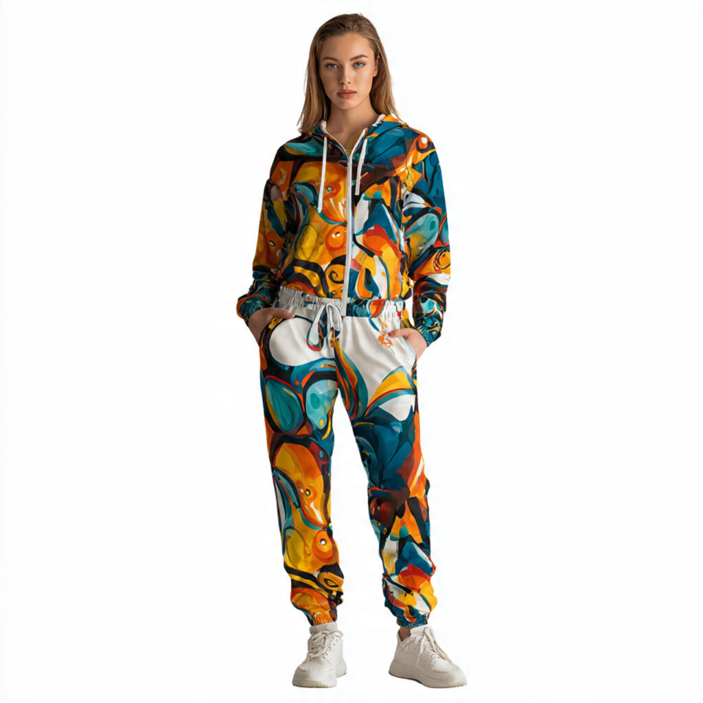 Artistic Color Blocked Windbreakers and Leggings