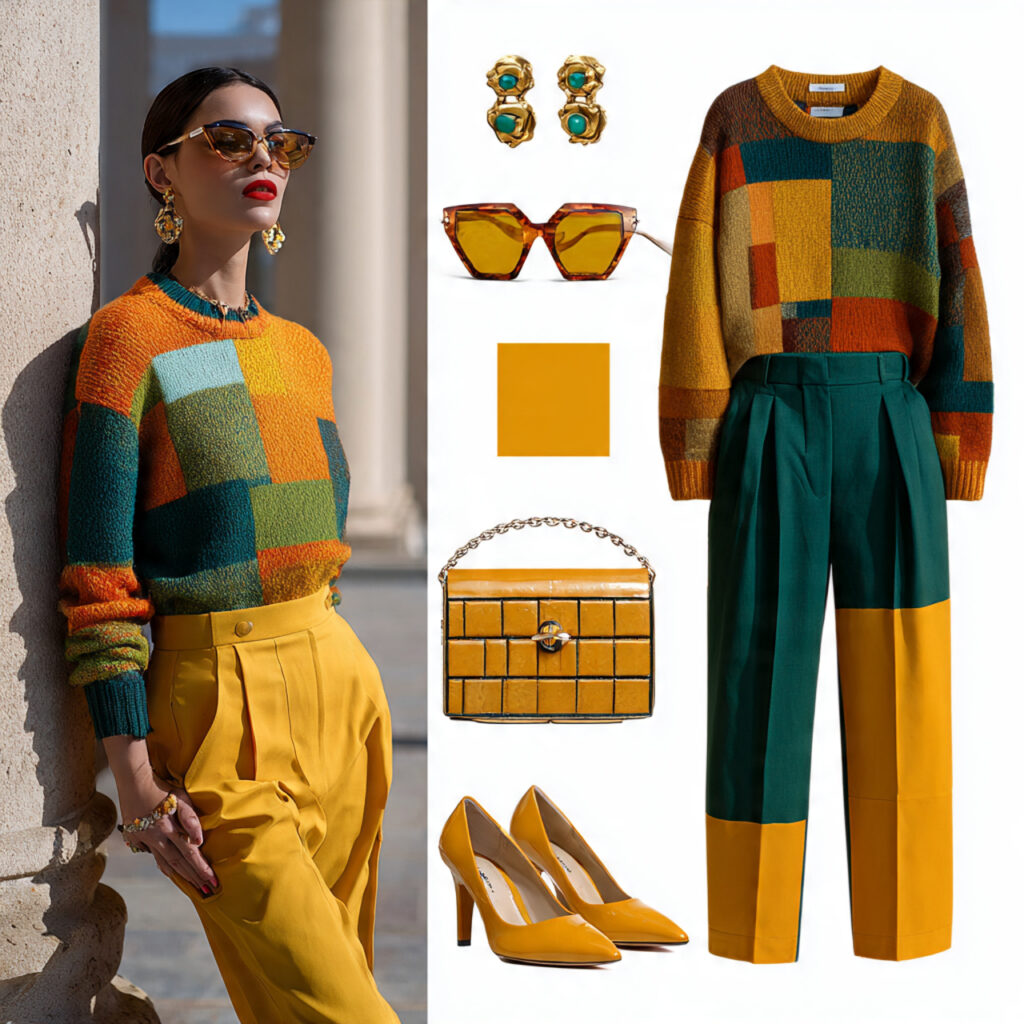 20 Best College Outfit Ideas Aesthetic to Elevate Your Campus Look 13 Artsy Color Block Idea