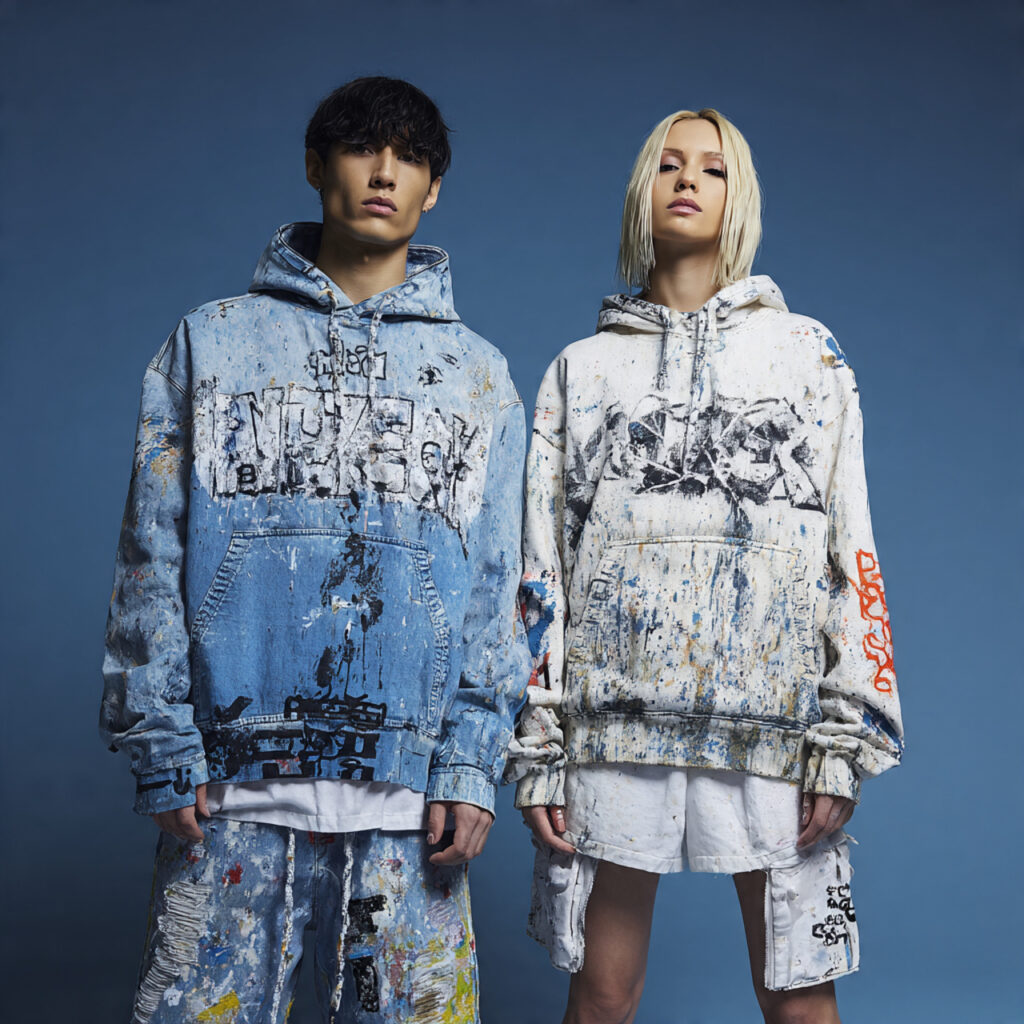 Bleached Denim and Graphic Hoodies