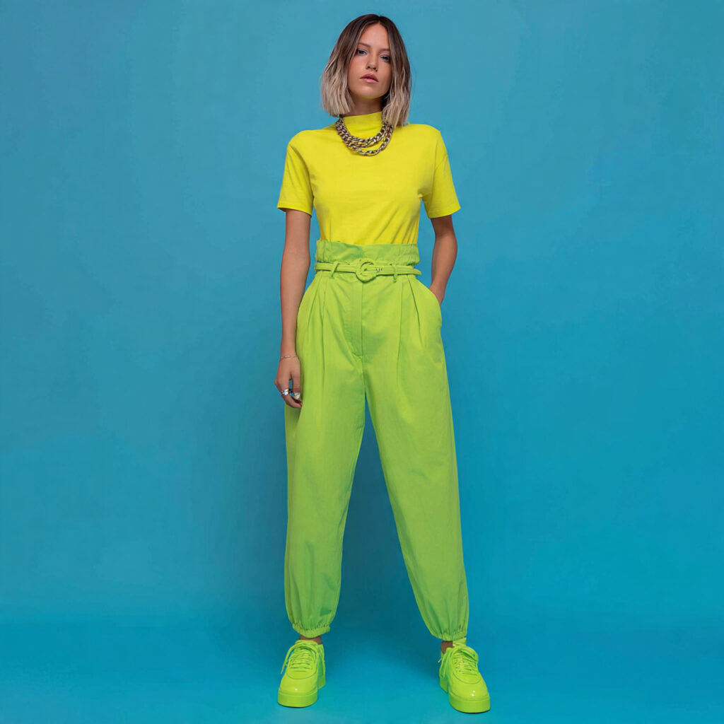 Bold Neon High Waisted Trousers