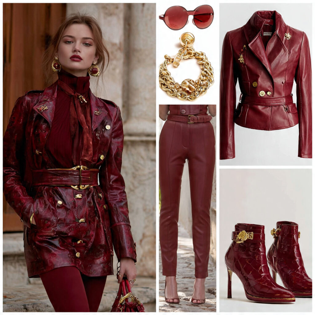 Burgundy and Cherry Red Leather Accents