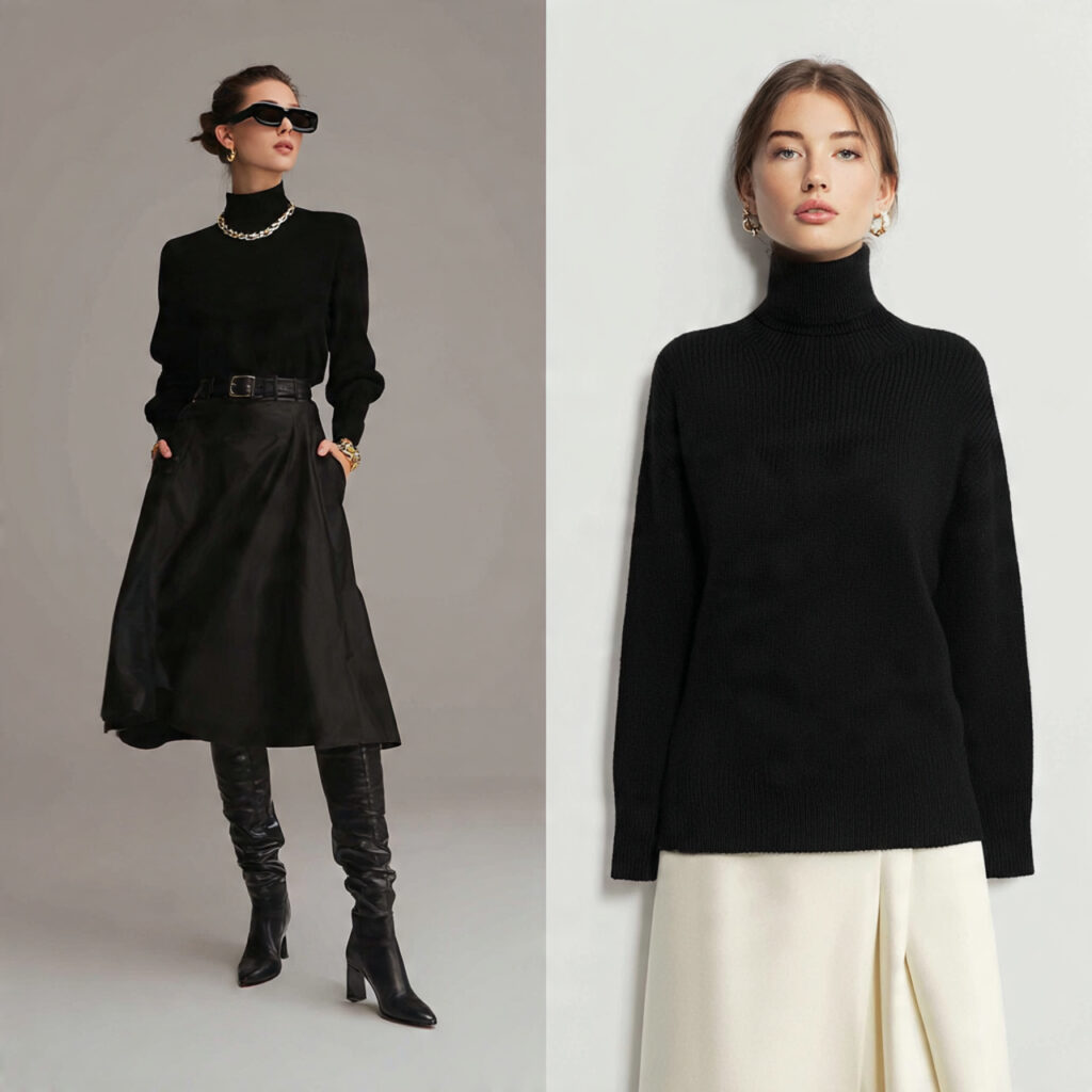 Cashmere Pullover and A Line Skirt Idea