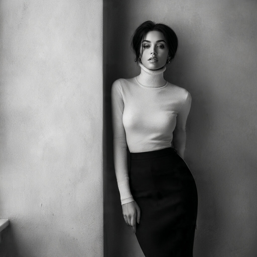 Cashmere Turtleneck and Pencil Skirt Idea