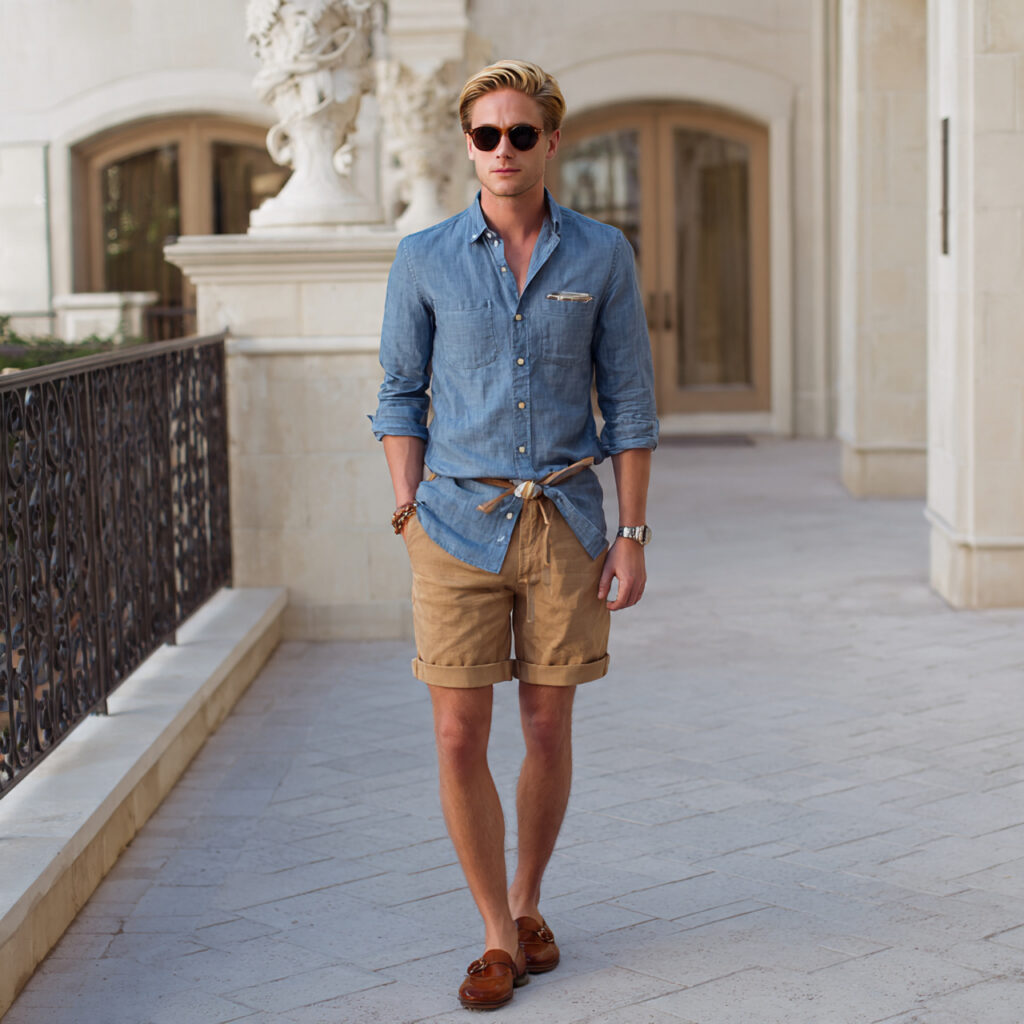 Chambray Shirt and Tailored Shorts Idea