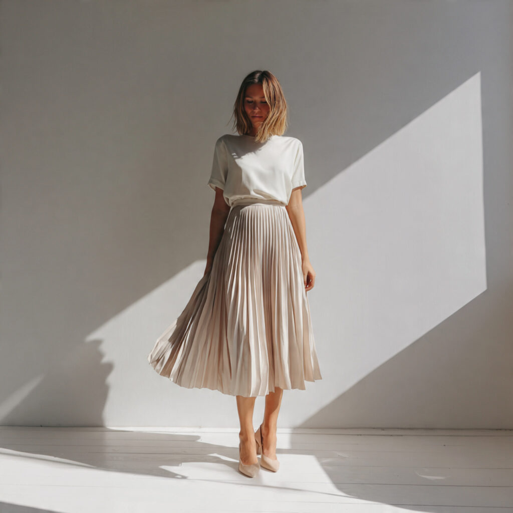 Chic Pleated Midi Skirt Idea