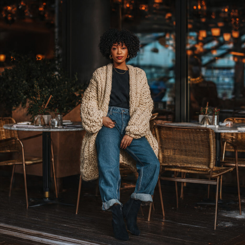 Chunky Knit Cardigan and Denim Pairings