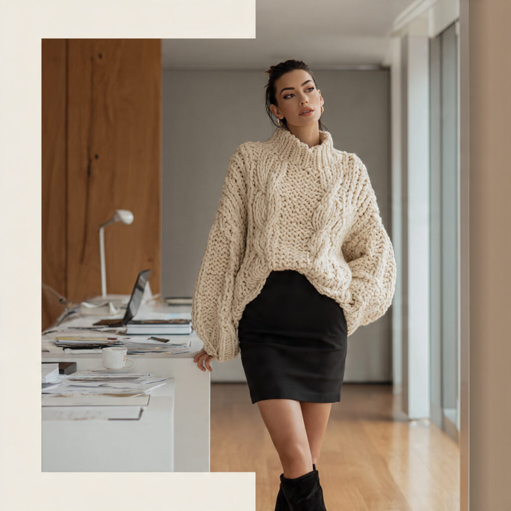 Chunky Knits with Pencil Skirts