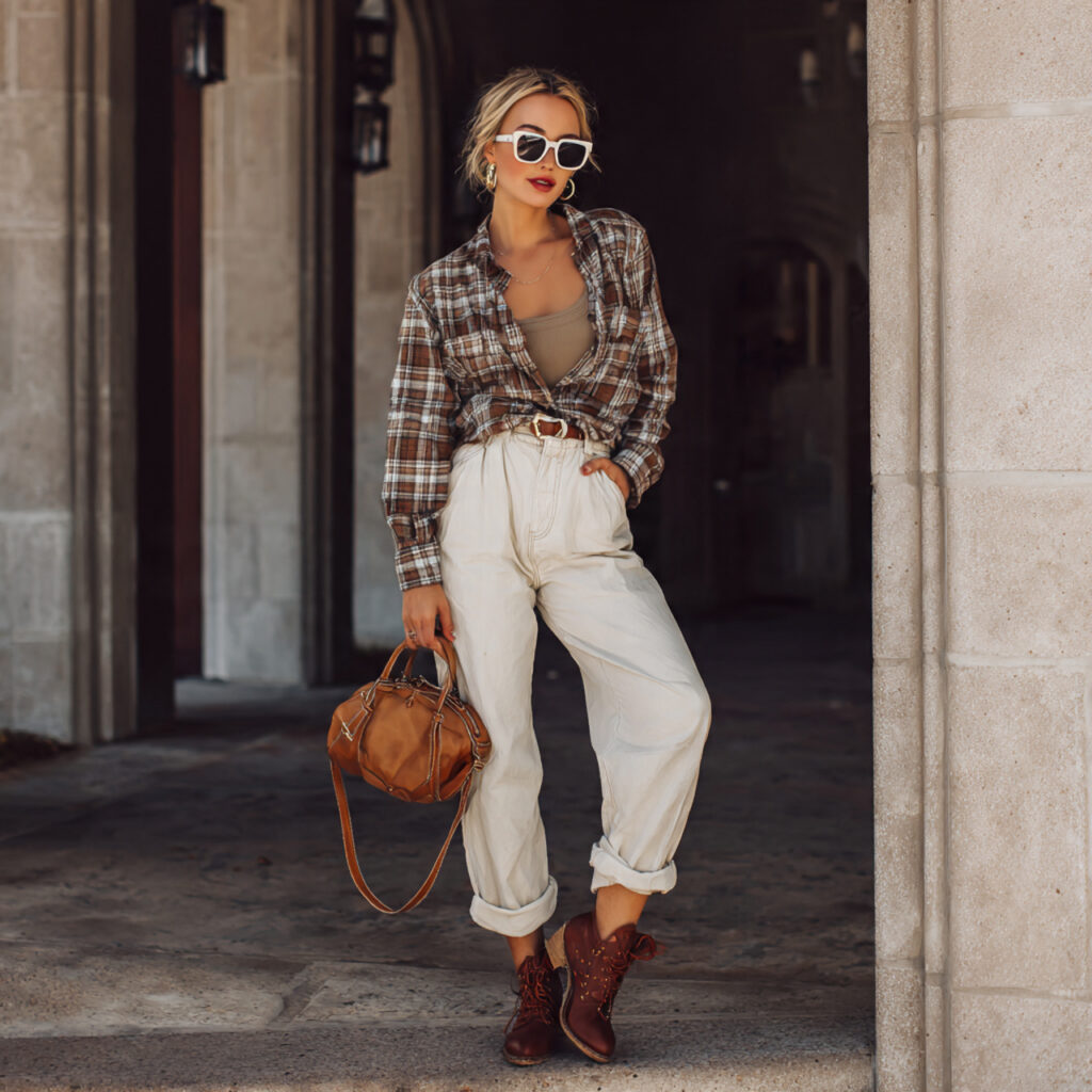 Classic Flannel Over a Neutral Bodysuit