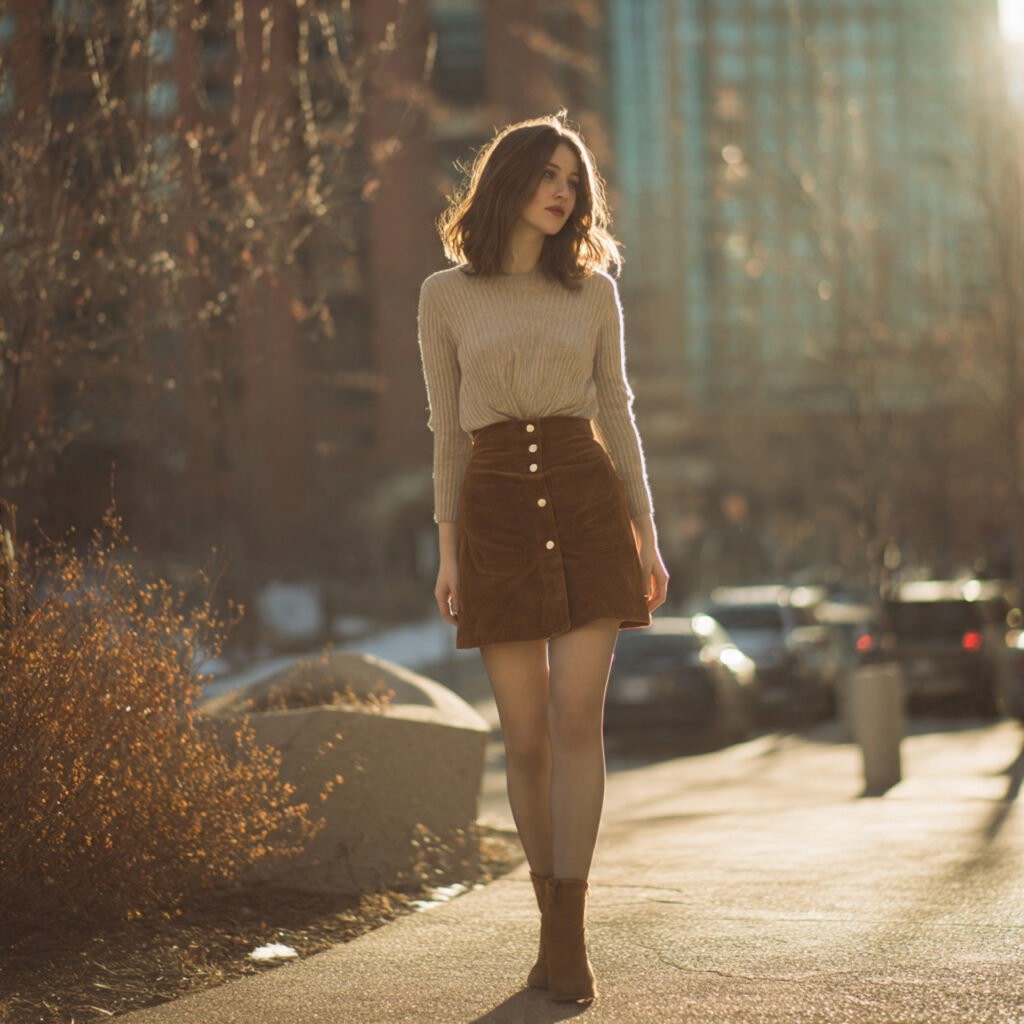 Corduroy Button Down Skirts