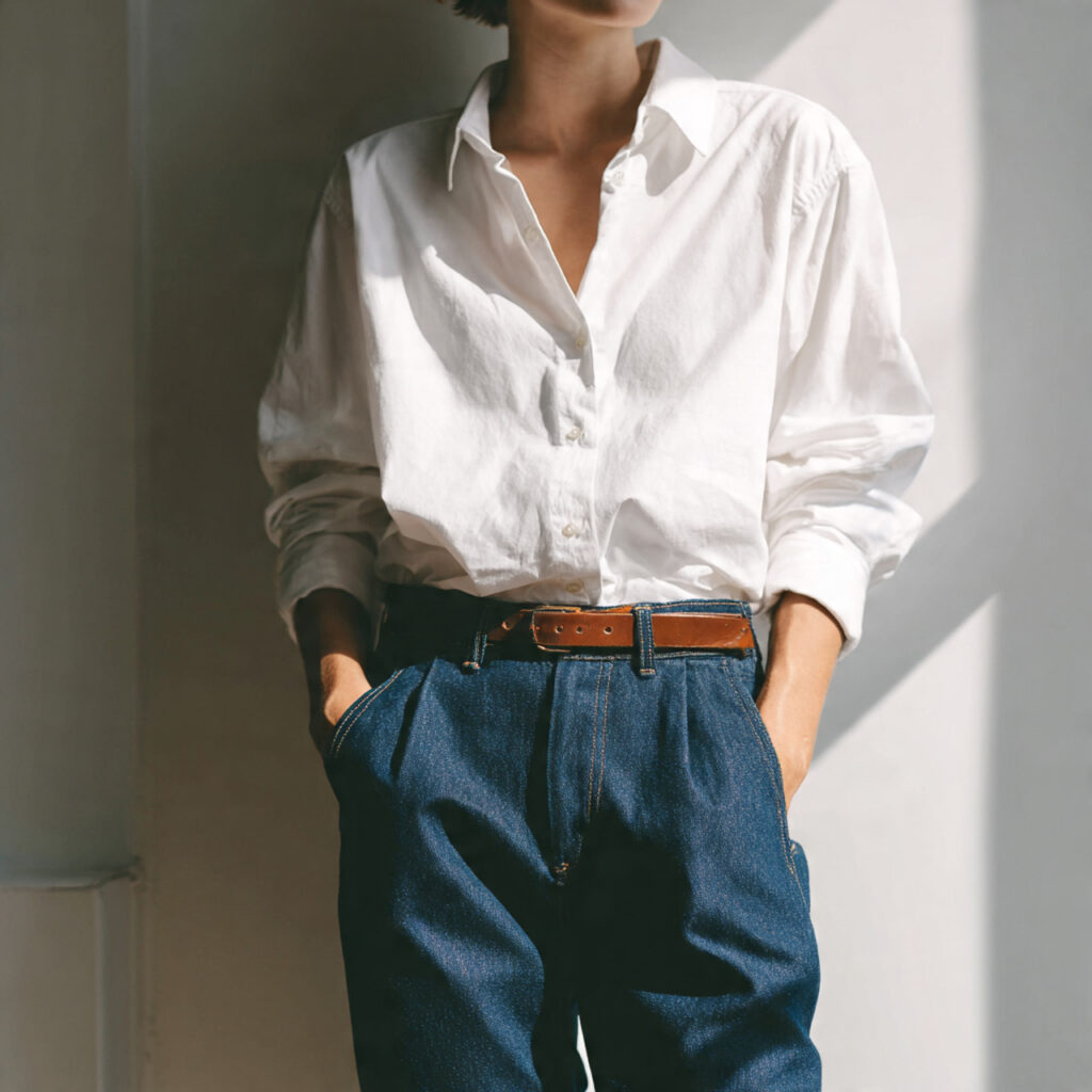 Crisp White Button Down and Raw Denim