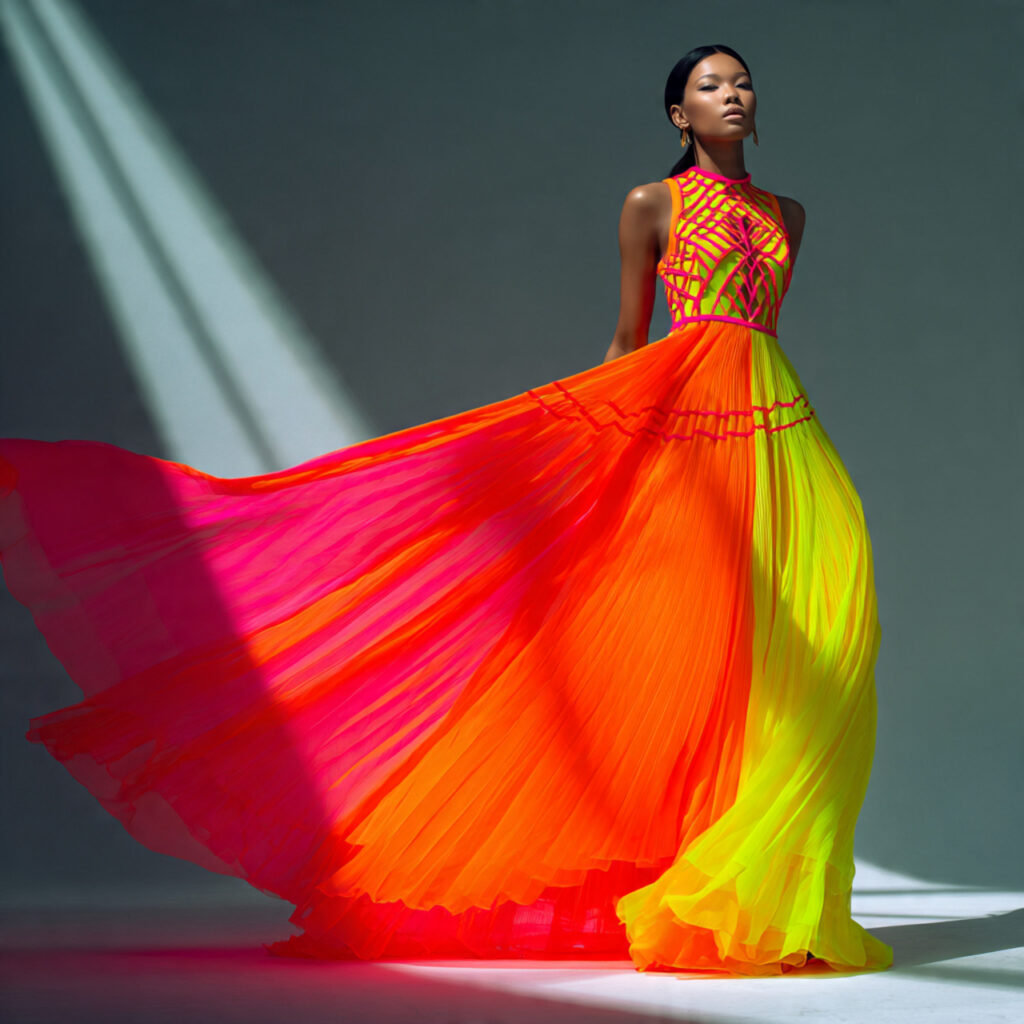 Cut Out Maxi Dress in Neon Hues