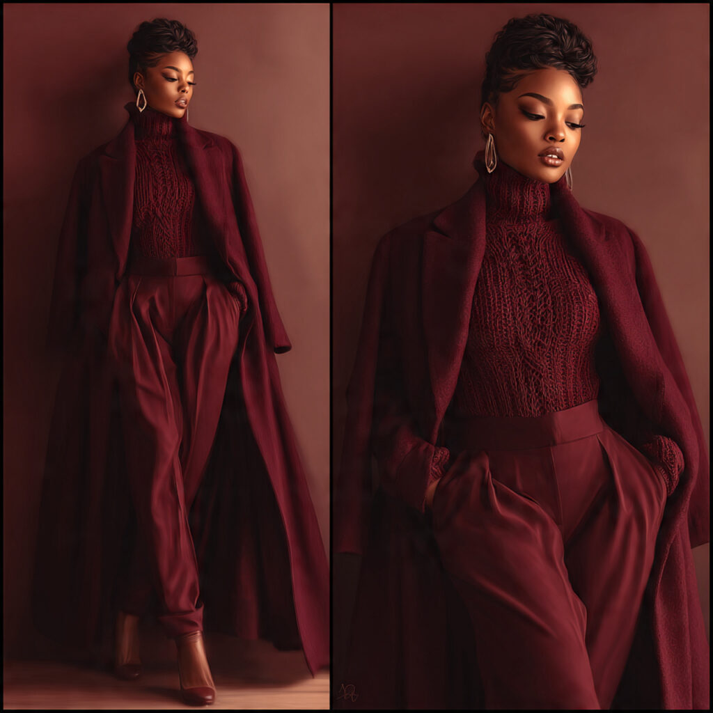 Deep Burgundy Monochromatic Styling