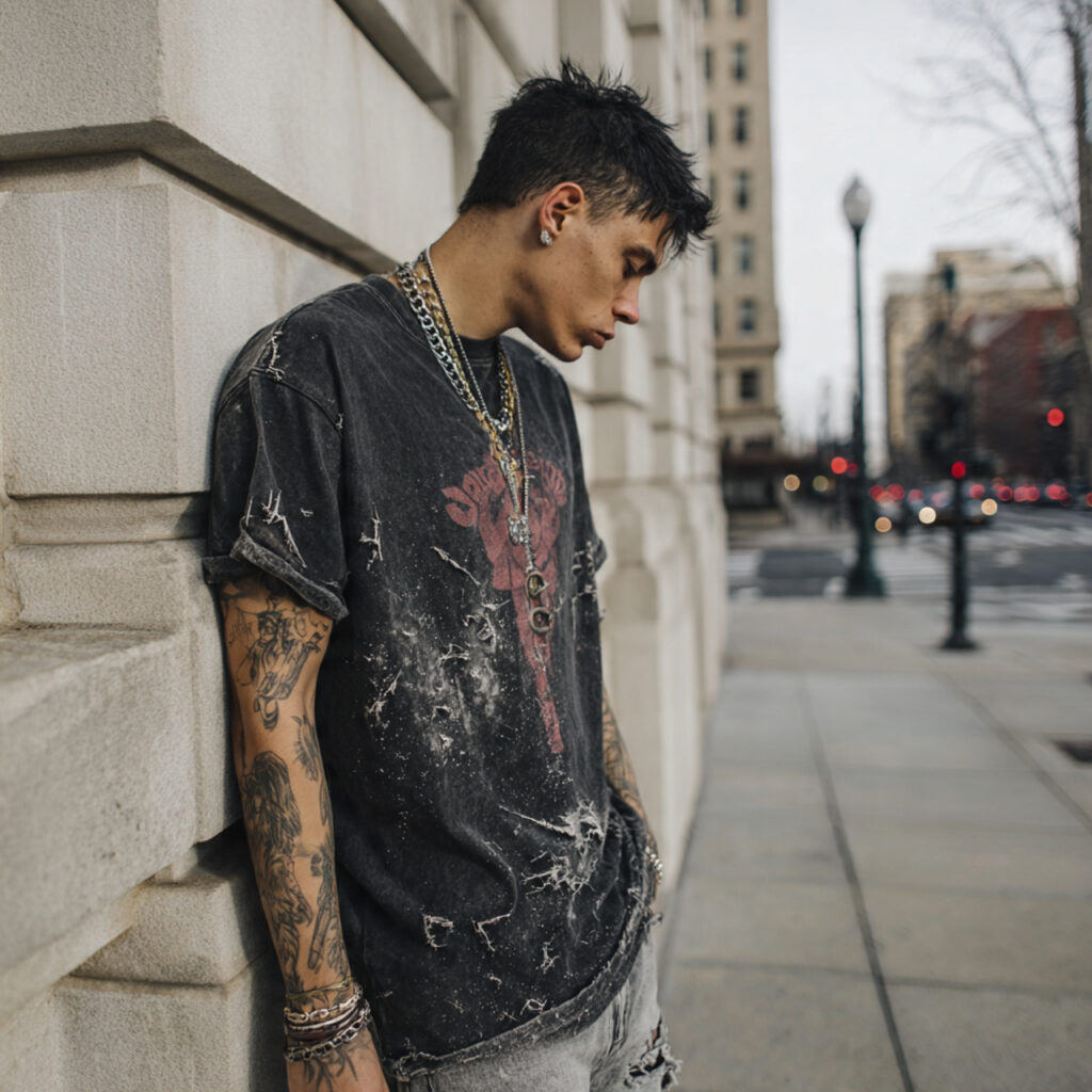 Distressed Denim and Band Tees