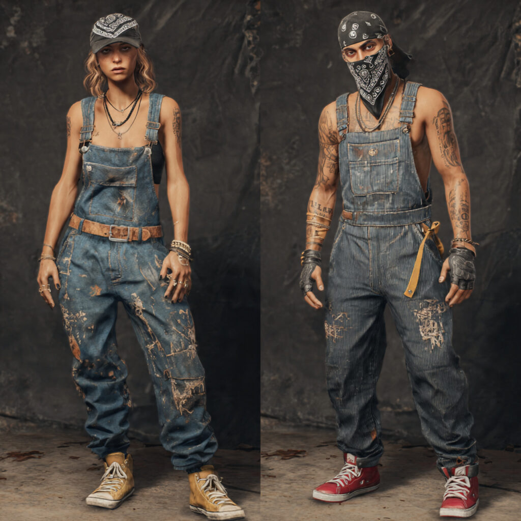 20 Best Rock Concert Outfit Looks Ideas: 20+ Edgy Styles to Stand Out at Any Show 20 Distressed Overalls and Bandana Accessory Pairing