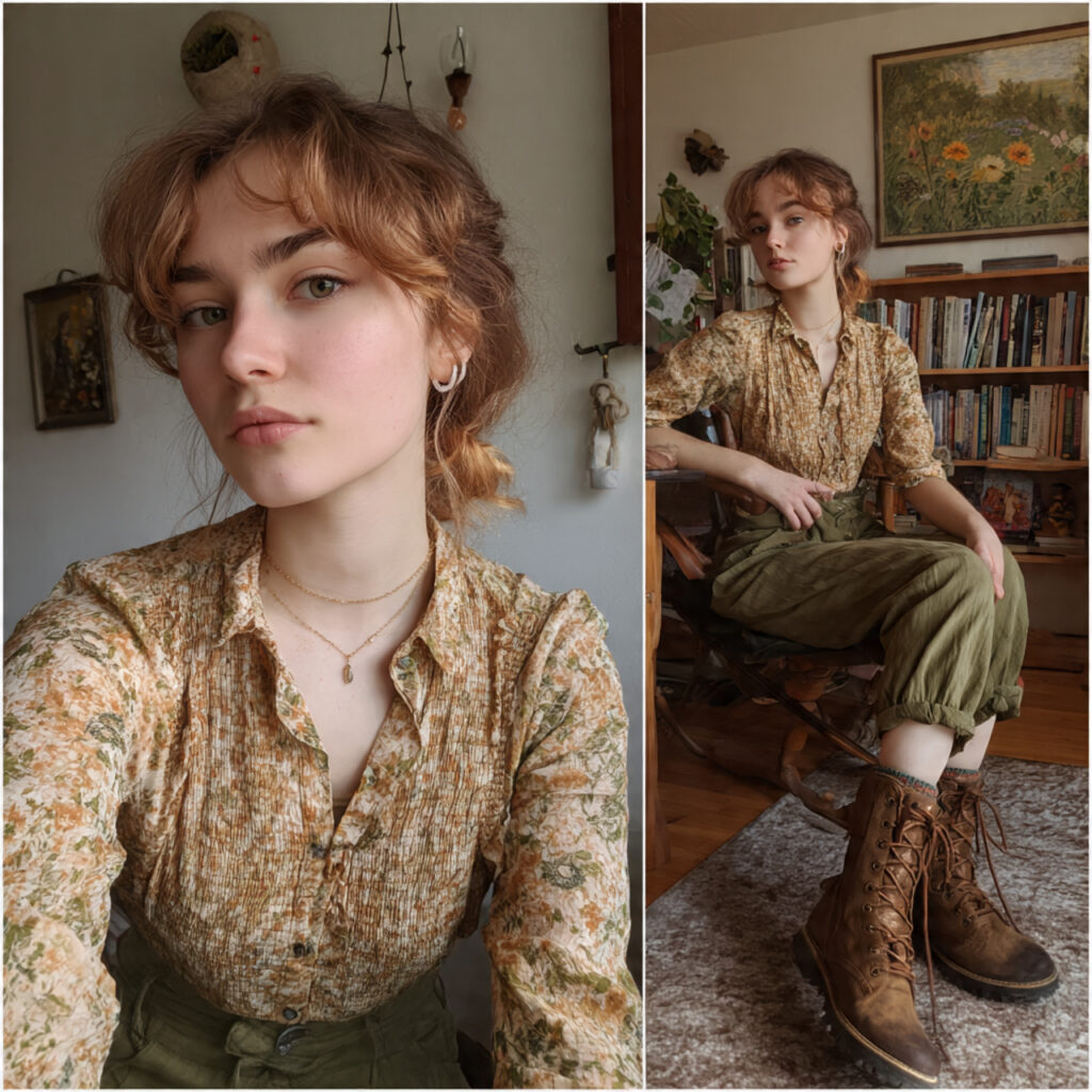 20 Best College Outfit Ideas Aesthetic to Elevate Your Campus Look 8 Earthy Cottagecore Student Idea