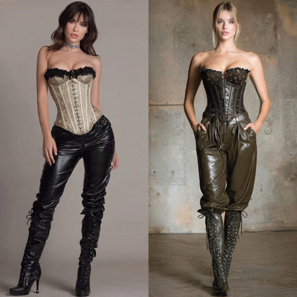 Edgy Leather Pants and Corset Top