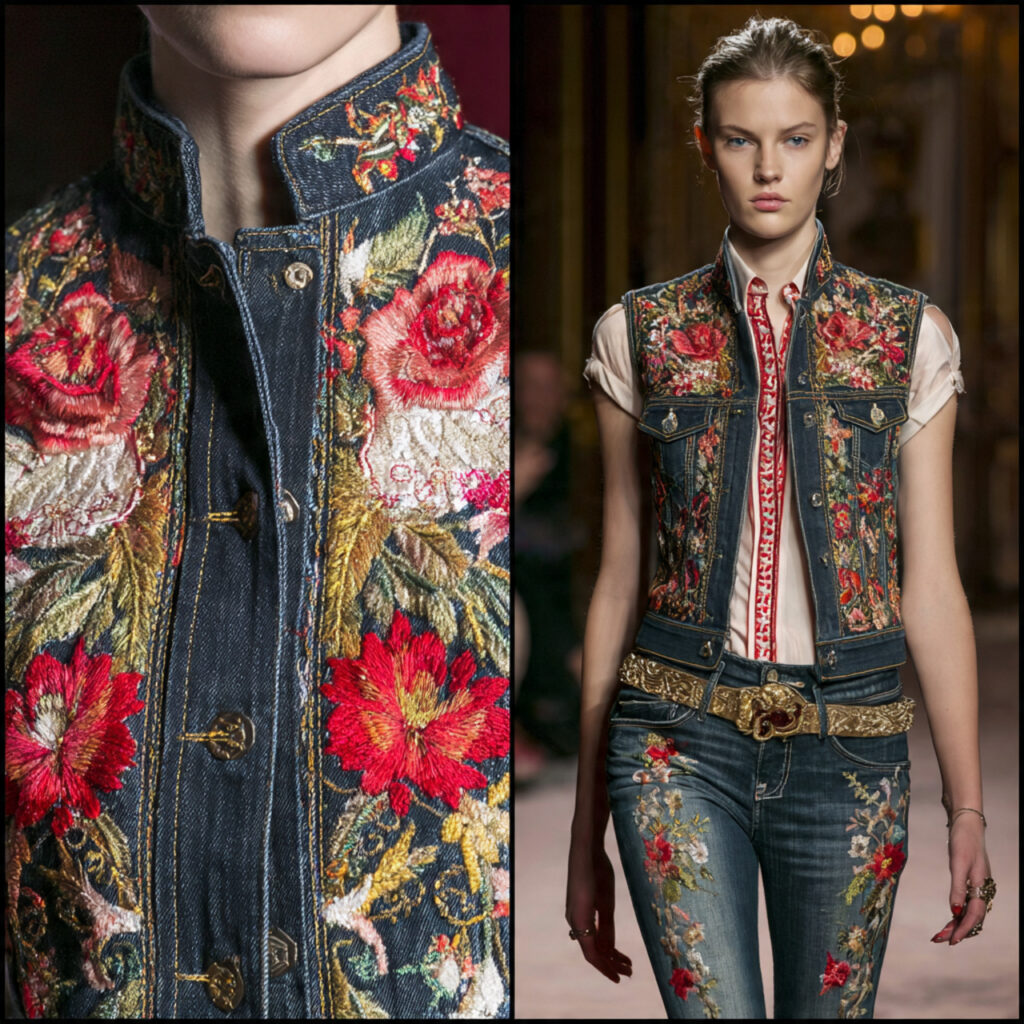 Embroidered Denim Vests and Skinny Jeans