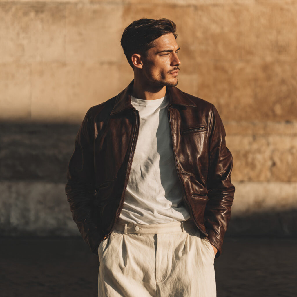Espresso Leather Jacket and Cotton Basics
