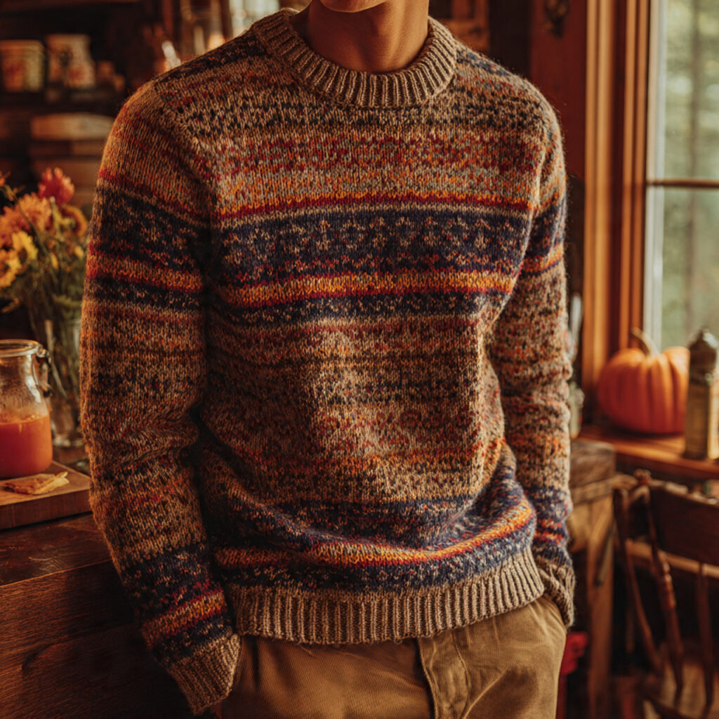 Fair Isle Sweater and Khaki Chinos