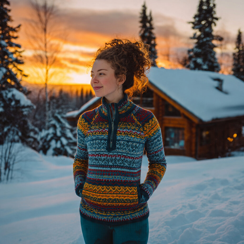 Fair Isle Sweater and Thermal Leggings Pairing