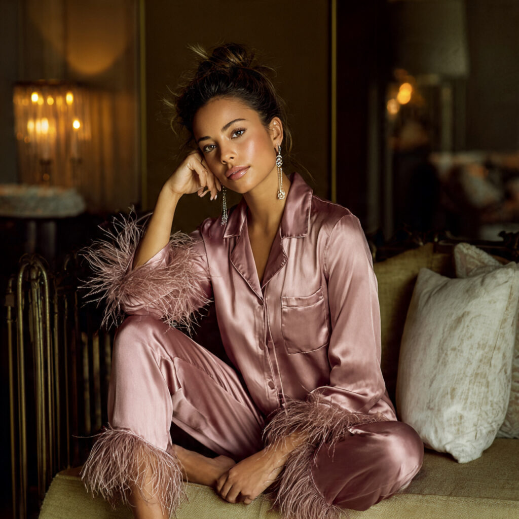 Feather Trimmed Party Pajamas