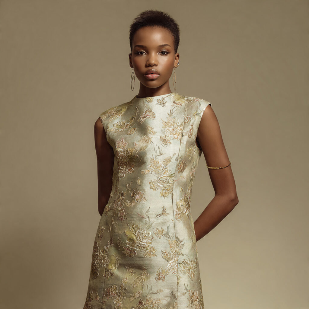 Floral Brocade Shift Dress